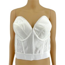 Dominique 44D American VINTAGE 70's NOS White Long Line Strapless Bustier 1354