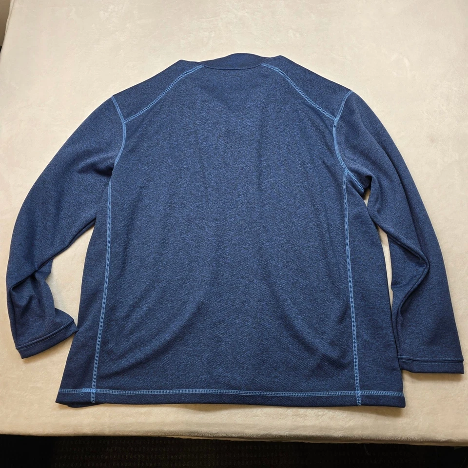 Pullover Pebble Beach Performance 1/4 Cremallera Para Hombre 2XL Azul Jaspeado Manga Larga Foto 3 de 4