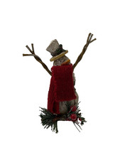 Rustic Farmhouse Christmas Snowman Figurine Wood Look resin Birch Holiday Decor