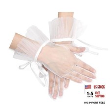 Women Lace Tulle Wedding Opera Tea Party Bow Bridal Gloves White
