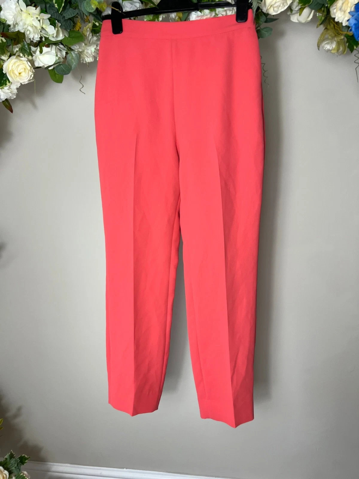 TED BAKER Trousers Womens TB 2 UK 10 Bertaah Coral Pink Straight Leg High Waist