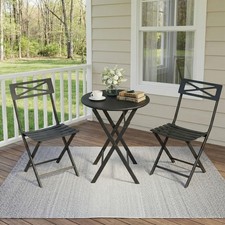 3 Pcs Outdoor Bistro Set, Folding Patio Furniture Set Garden Table Chair Set NEW