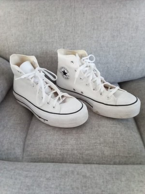 Converse Chuck Taylor All Star Platform High Top White Canvas Lace Up 560846F