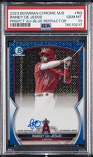2023 BOWMAN MEGA BOX CHROME PROSPECT AUTO BLUE RANDY DE JESUS 126/150 PSA 10