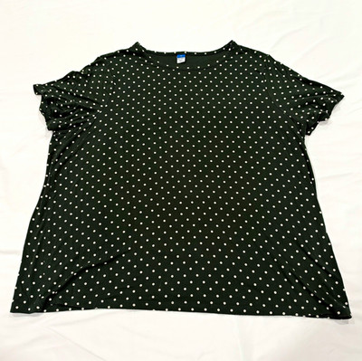 Old Navy Women's Black White Polka Dot Ruffle Sleeve Stretch T-Shirt XL