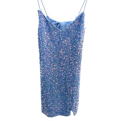 Francesca's Blue Sequin Mini Dress Open Back Tie Strap Party Dress Size M NWT