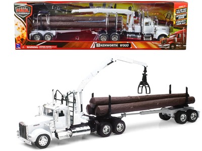 KENWORTH W900 ミニカー　Long Hauler Kenworth W900 Truck with Flatbed Trailer Blue with Forklift