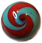 Contemporary Marble, 1 5/8" Diameter, Turquoise w/Red Swirl and Gold.  Lot 0133 — photo 3