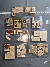 Stampin Up Wood Mounted Rubber Stamps Lot Mixed Flowers Hearts Frames Sentiments