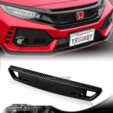 1 X Jdm Black Carbon Look Bumper Front License Plate Holder Relocate Bracket