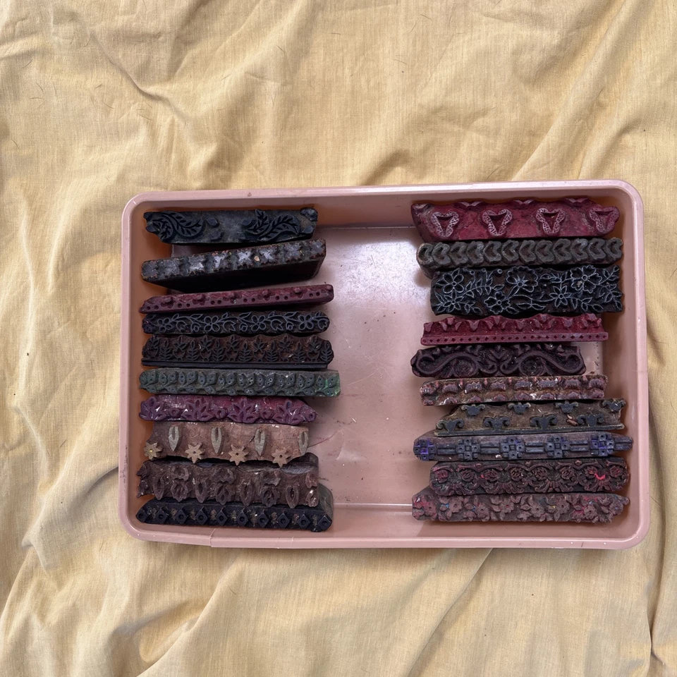 Vintage Hand-Carved Indian Wooden Printing Blocks : Textile Fabric Stamps 10963 - Image 4 of 4