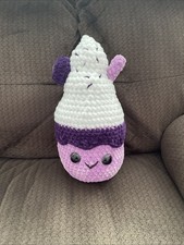 Handmade Crocheted Plum Latte Amigurumi Plushie