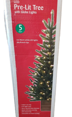 dress christmas tree big lots WINTER WONDER LANE 5' PRE-LIT ARTIFICIAL IN PLANTER & GLOBE LIGHTS This blush
