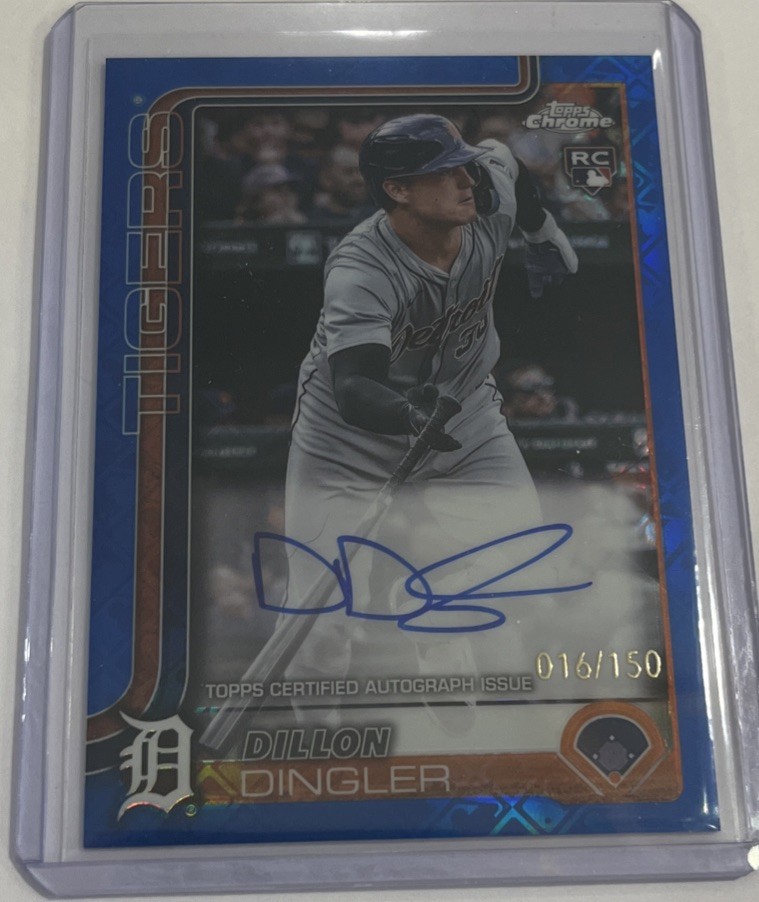 2025 Topps Chrome Rookie Autographs Dillon Dingler Blue Refractor 16/150