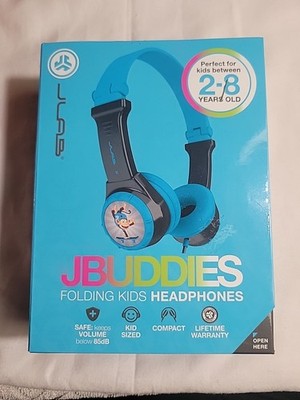 JLab JBuddies Folding Kids Headphones 2-8 Years Old Safe Volume  Regulator. Blue