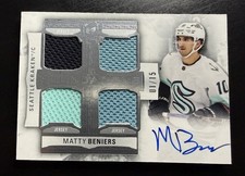 2022 Upper Deck The Cup #F-BE Matty Beniers Jersey Foundations 01/15 Rookie Auto