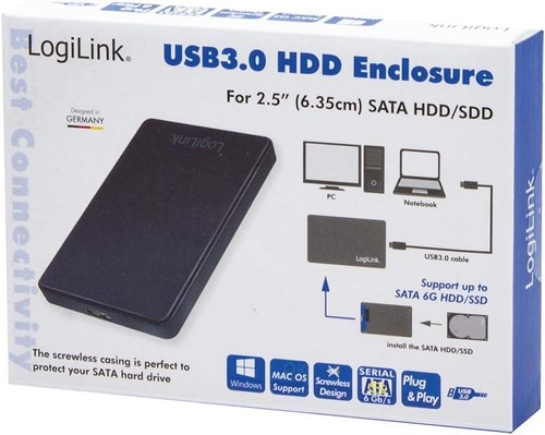 LogiLink USB 3.0 HDD Hard Disk Drive Enclosure for 2.5 Inch SATA HDD/SSD - Photo 6/8