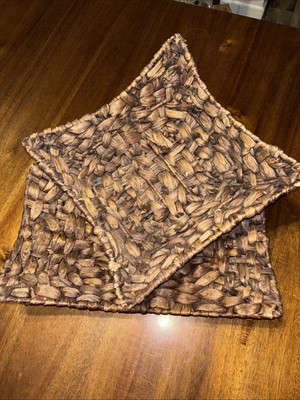 Rectangle Brown Woven Baskets Natural Fibers Set Of Two