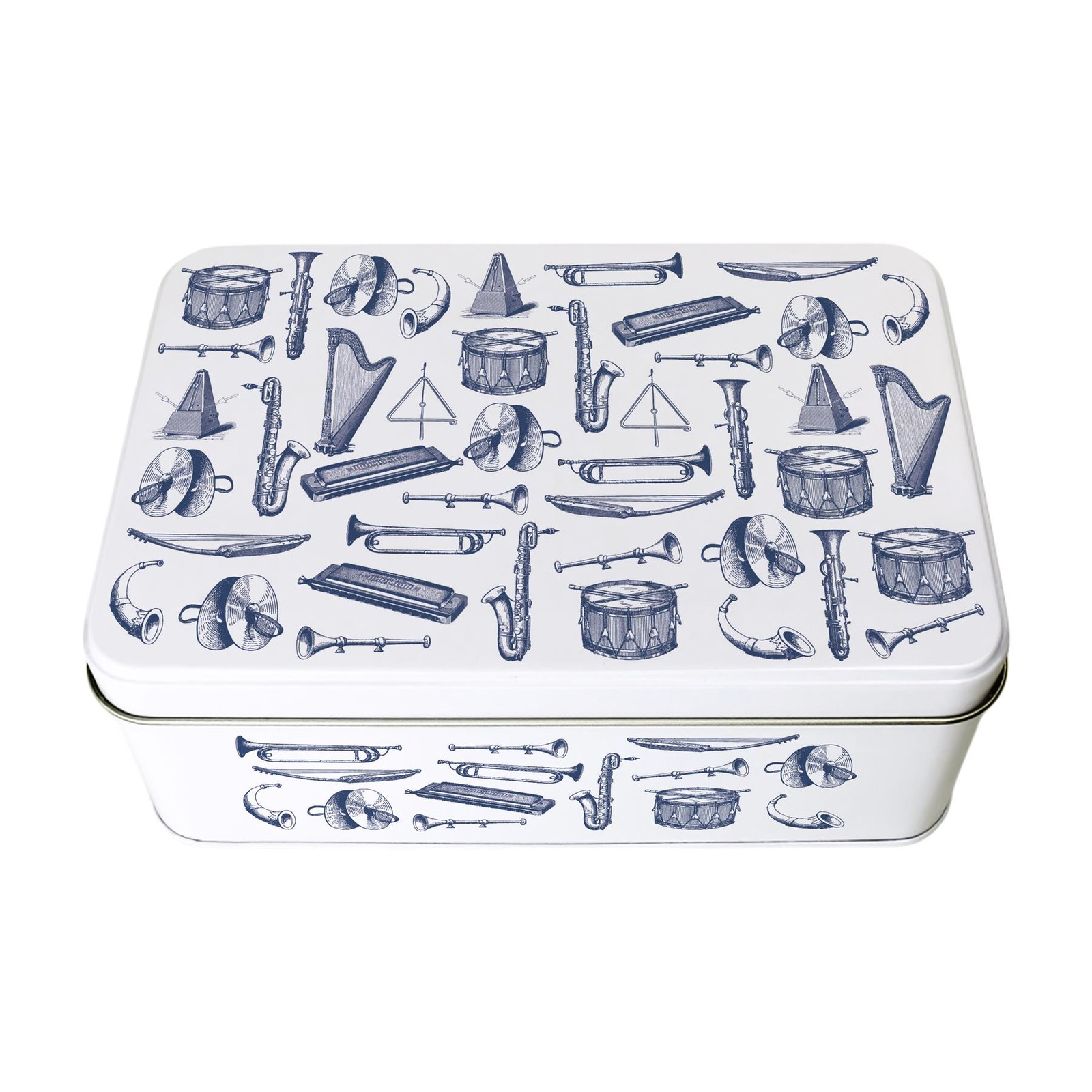 Vintage Music Tin - Rectangular Metal Storage Container Musician Gifts