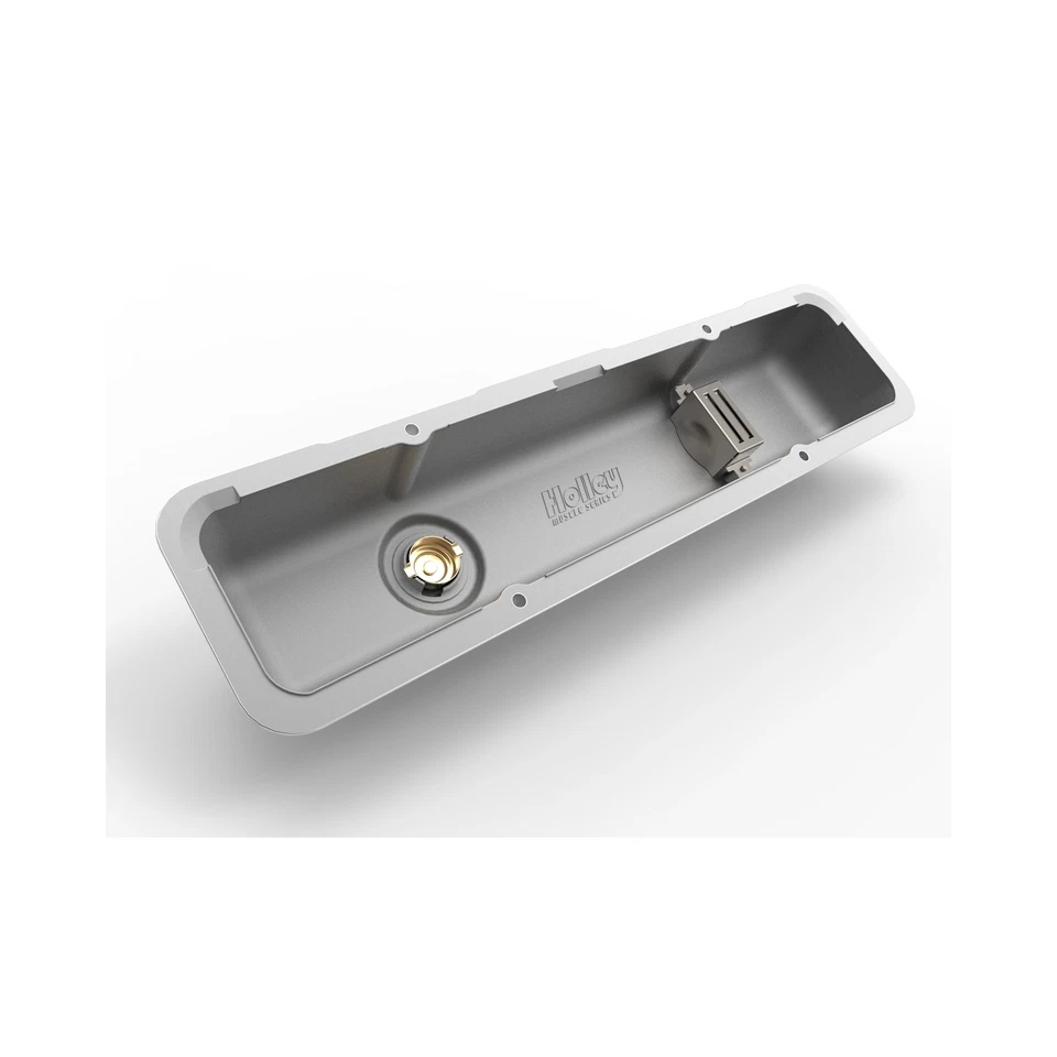 241-134 Holley Valve Covers - Muscle Series - Finned - SBC - Natural - Image 2 of 3