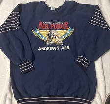 VTG 90s US Air Force Pullover Sweatshirt Mens L Blue Crewneck Sweats Small Hole