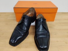 Auth HERMES Mens V-tip Dress shoes Loafers EU...