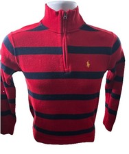 Polo RALPH LAUREN Youth Boy's S 8 Red Blue Quarter-Zip Sweater
