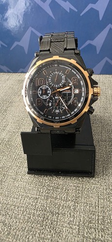 GUESS U0243G OVERSIDED BLACK STAINLESS STEEL MEN'S WATCH. NEW BATTERY (RY)