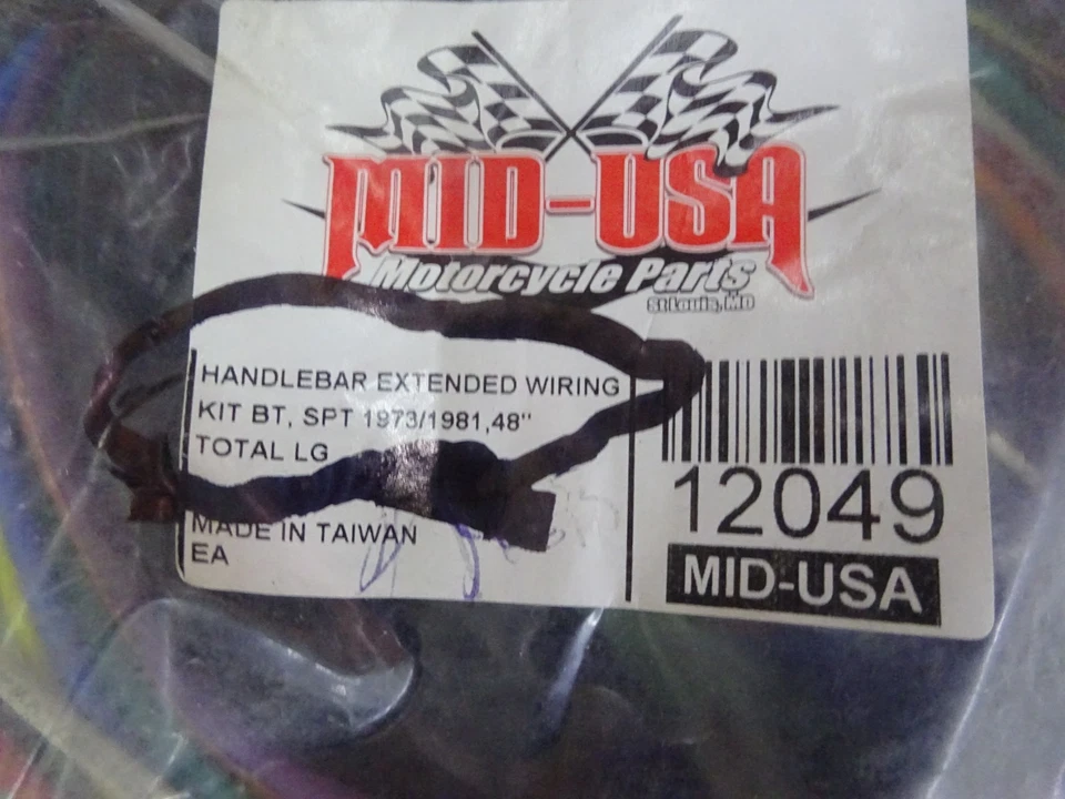 Harley 1973-81 RPL R/L CUBIERTA DE VINILO EXTENDIDA 48" KIT DE CABLEADO DE MANILLAR SIN INTERRUPTORES Foto 2 de 3