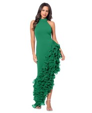 Betsy and Adam Womens Ruffled Asymmetric Hem Dress in Green Size 8