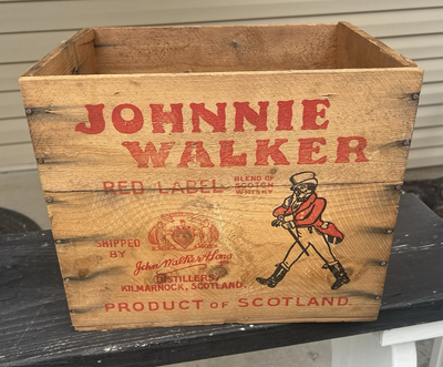 Vintage Johnnie Walker Red Label Scotch Whisky Whiskey Wood Crate