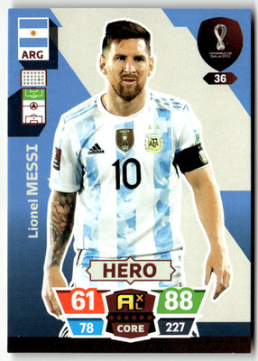 Panini FIFA 2022 Qatar World Cup No. 36 Lionel Messi Hero