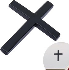 3D Self-Adhesive Cross Decals for Cars, 2.5" 1.8" Emblem Badge St Color: Black