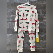 Unisex Carter's Cream Pajama Set Holiday Prints 5T