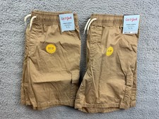 2x Cat  Jack Cargo Shorts Boys XL 14 Khaki Elastic Waist Drawstring Pockets