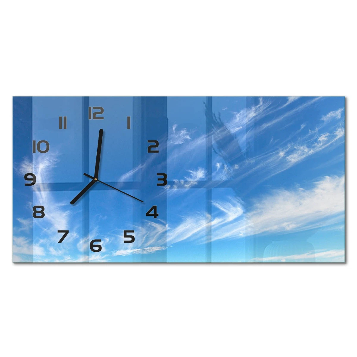Reloj de Pared Rectangular Horizontal Elegante para Salón Cielo Azul 60x30 cm