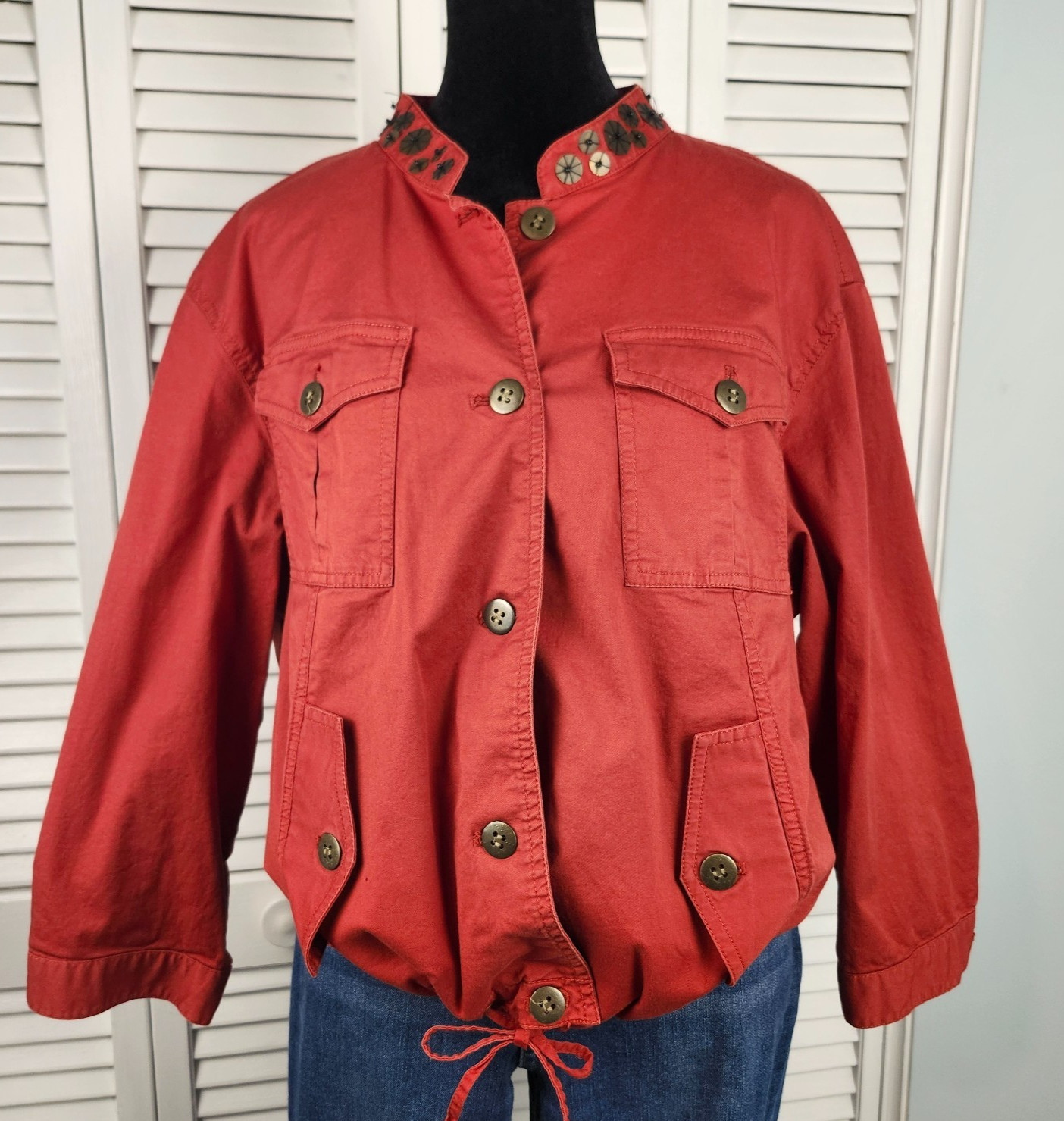 Ruby Rd Utility Jacket 16 Burnt Orange copper emb… - image 4