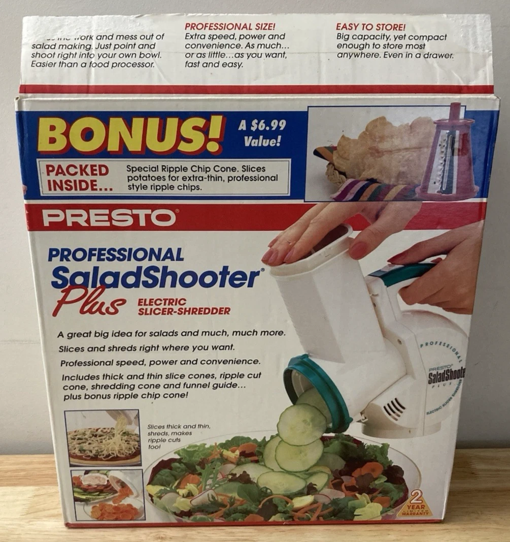 PRESTO Professional Salad Shooter PLUS Electric Slicer-Shredder (New Open Box)