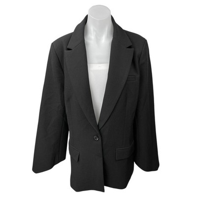 Oddmuse Women's Black One Button Notch Collar Pockets Blazer Coat Jacket Size L
