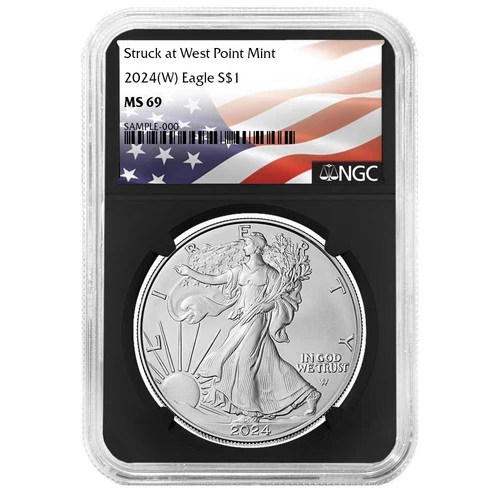 2024 (W) $1 American Silver Eagle NGC MS69 Flag Label Retro Core