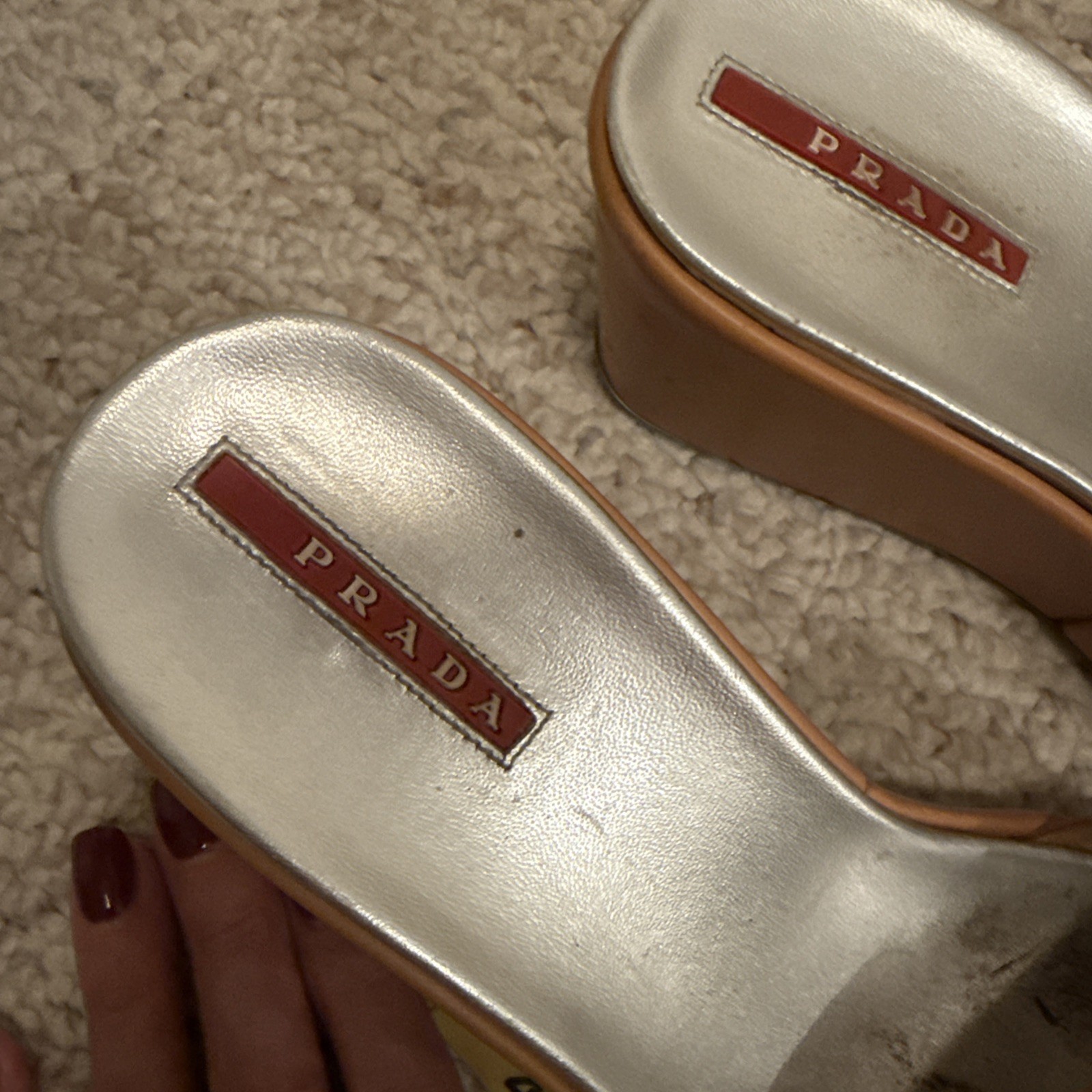 Prada Wedge Tan Beige Camel Sandals Shoes Women’s… - image 3