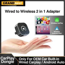 2in1 Wired to Wireless CarPlay Android Auto Adapter for OEM Car Stereo With USB
