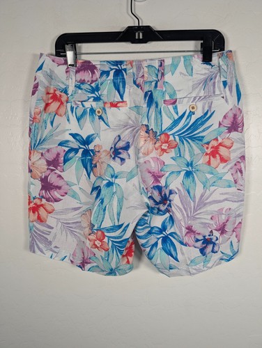Tommy Bahama Shorts Women 8 Colorful Floral Valentina Villa Linen Bermuda Shorts - Picture 2 of 13
