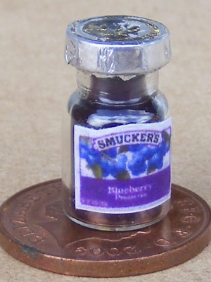 Puppenstube Glas mit Heidelbeermarmelade Maßstab 1:12 Küche Konserve Sm tumdee