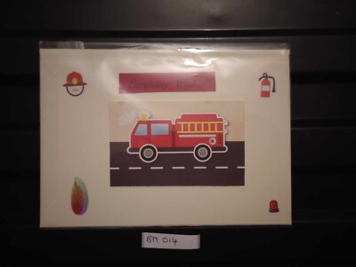 BK014 Handgefertigte Personalisierte Kinder Jungen Mädchen Geburtstagskarte Feuerwehr 6x4''
