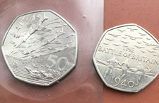 Rare 50p Coins 1994 D Day 1944  Uncirculated + 2015 Battle of Britain Spitfires.