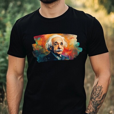 Mens Albert Einstein Motif Cotton T-Shirt Size XS to 5XL