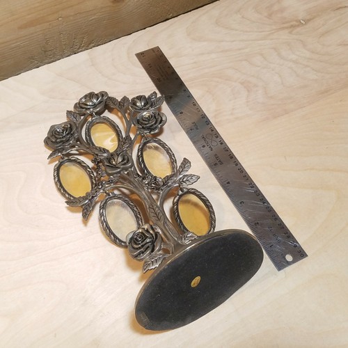 Rose Bush Shaped Picture Frame Stand Roses Metal Silver Toned Gray - Swanky Barn - Picture 3 of 12
