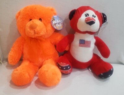 Teddy Bears 2 Plush Flag Red White Blue & Orange Stuffed Kelly Toy Animal Pals 