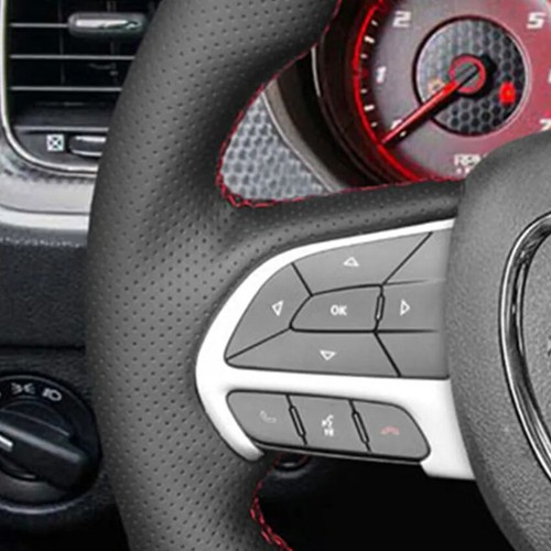 Black Leather No-slip Steering Wheel Cover for Dodge Challenger SRT Charger SRT - Picture 6 of 13